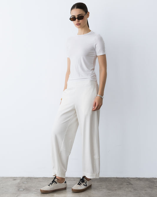 Off-White Ponte Knit Barrel Pant