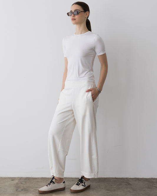 Off-White Ponte Knit Barrel Pant