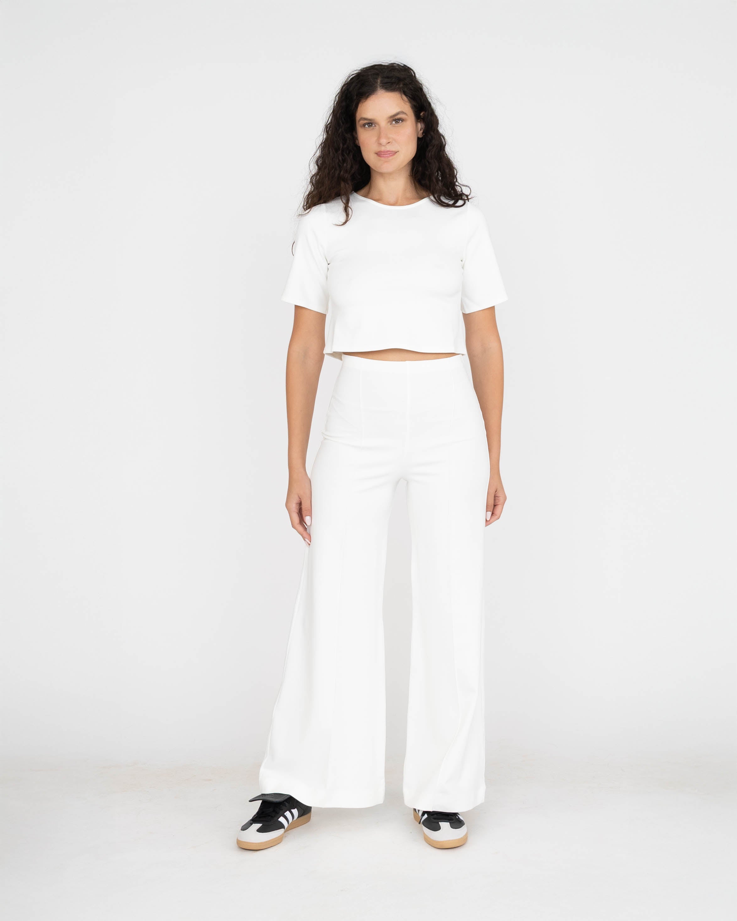Off-White Ponte Knit Standard Wide Leg Pant