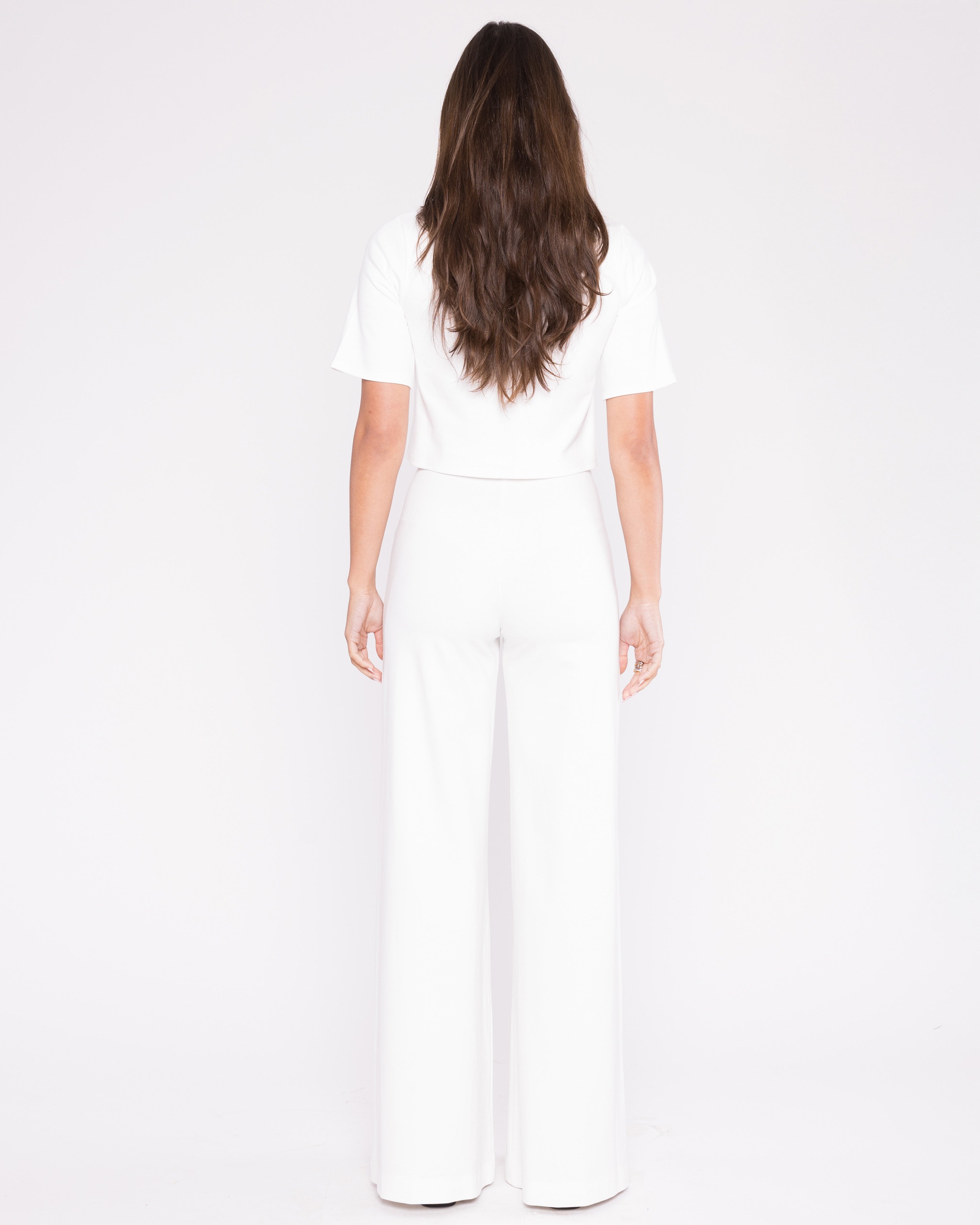 Off-White Ponte Knit Long Wide Leg Pant