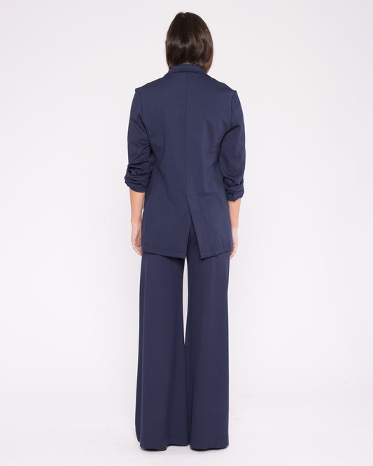Navy Ponte Knit Oversized Blazer
