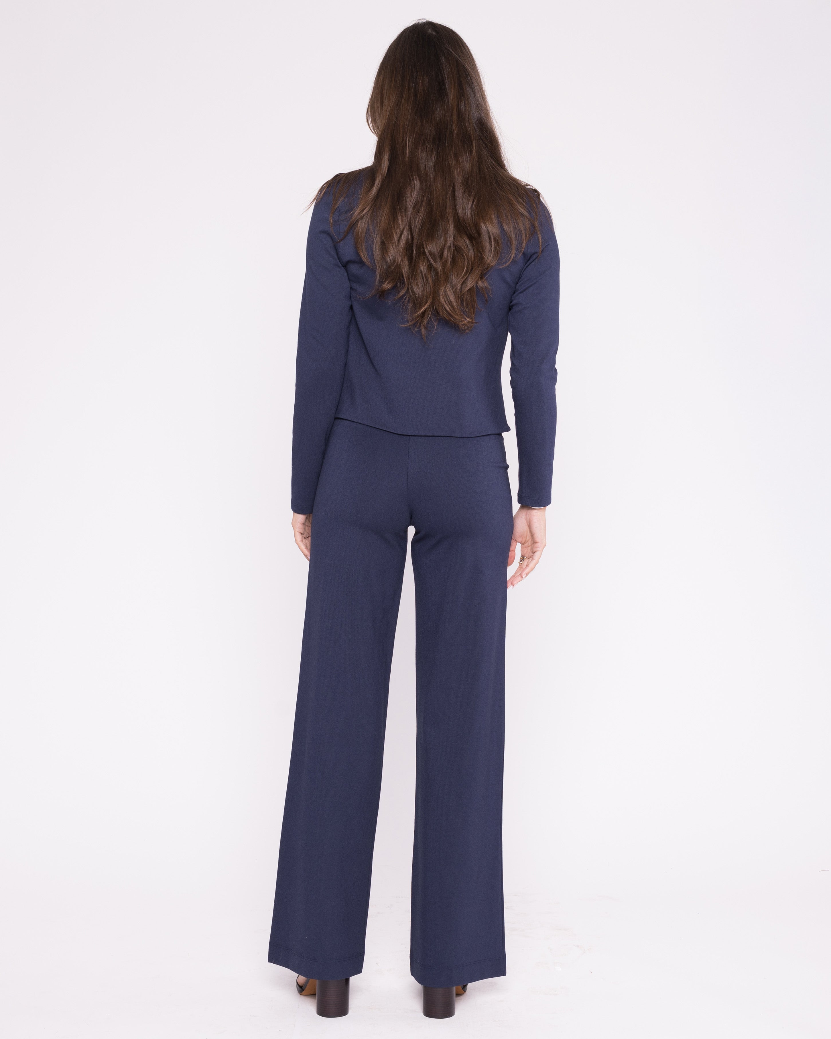 Navy Ponte Knit Straight Leg Pant