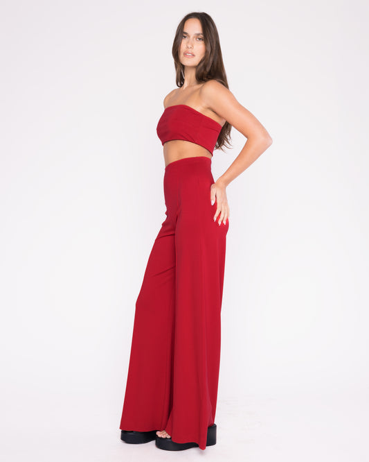 Red Ponte Knit Bandeau Top