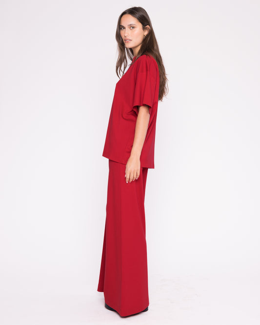 Red Ponte Knit Big Shirt