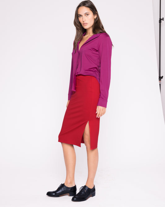 Magenta Jersey Button Down