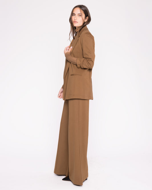 Camel Ponte Knit Oversized Blazer