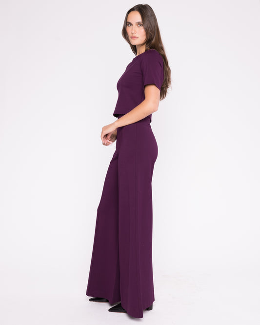 Plum Ponte Short Sleeve Top