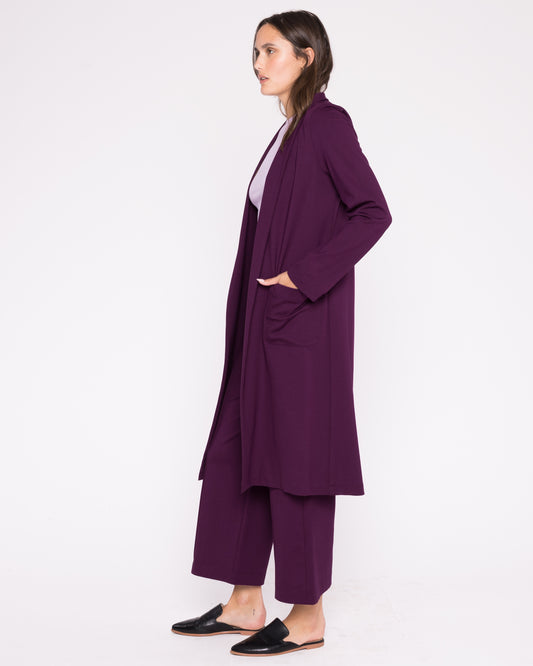 Plum Ponte Knit Smoking Jacket