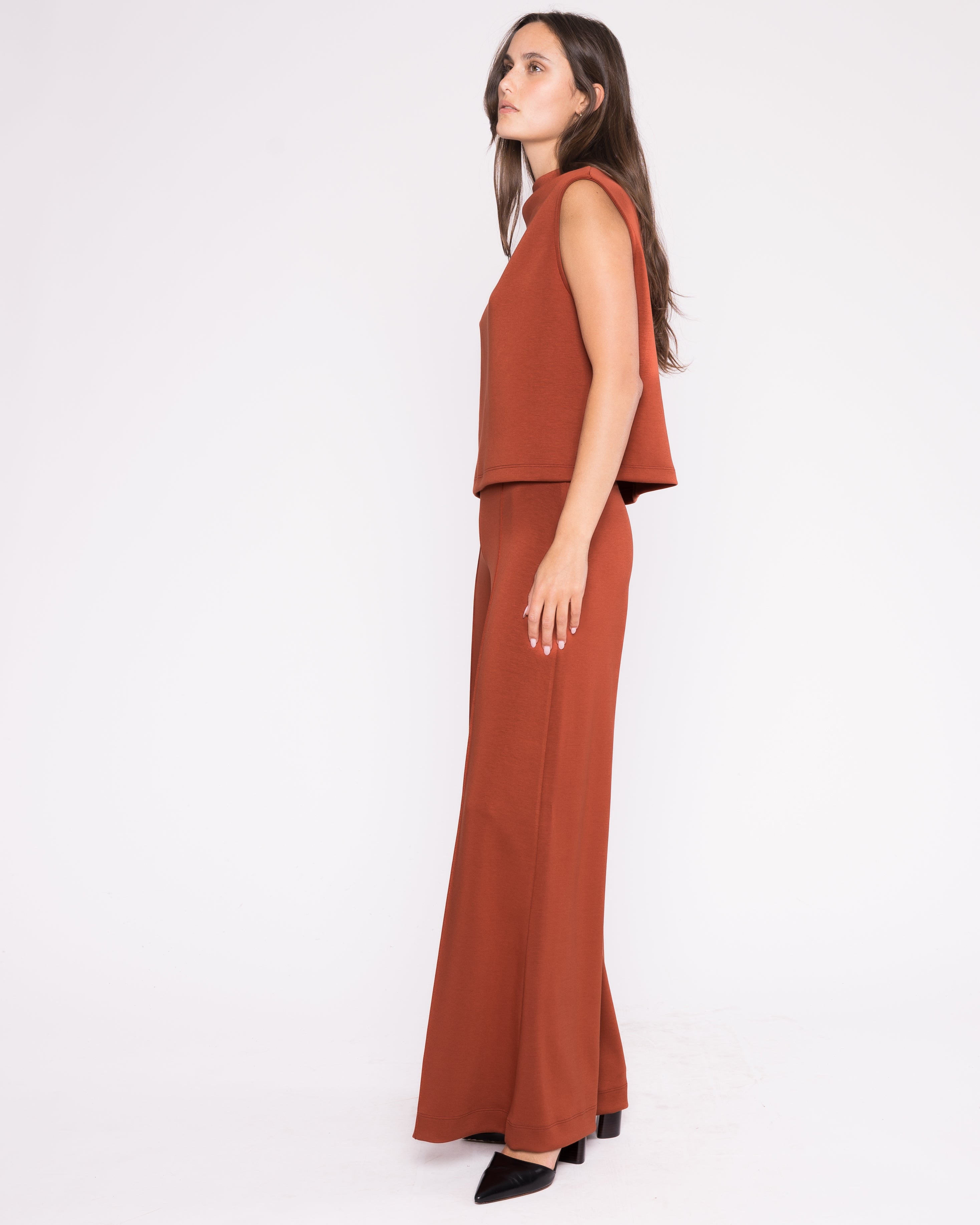Rust Scuba Cowl Neck Top