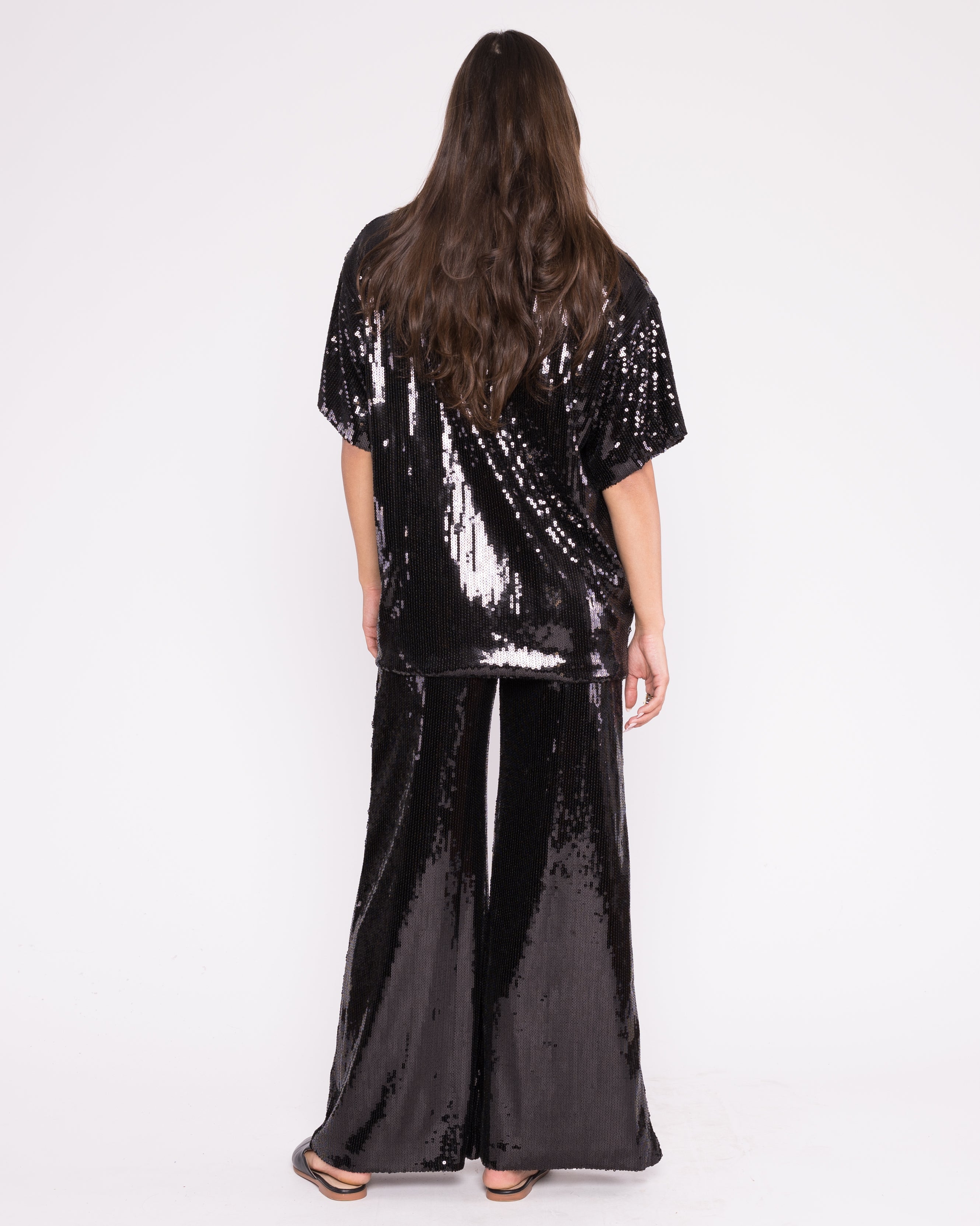 Black Sequin Party Top