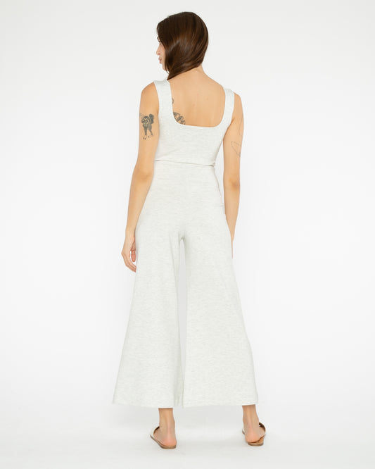 Heather Grey Ponte Knit Tank Wide Leg Jumpsuit: Cropped