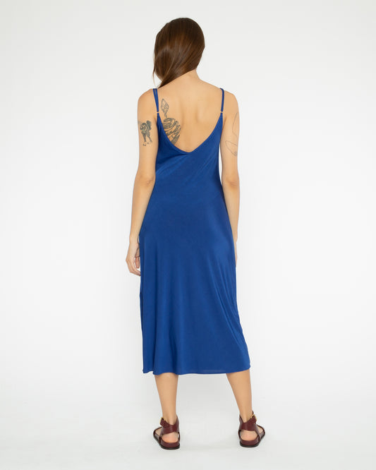 Cobalt Microfiber Slip Dress