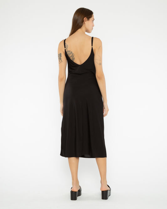 Black Microfiber Slip Dress