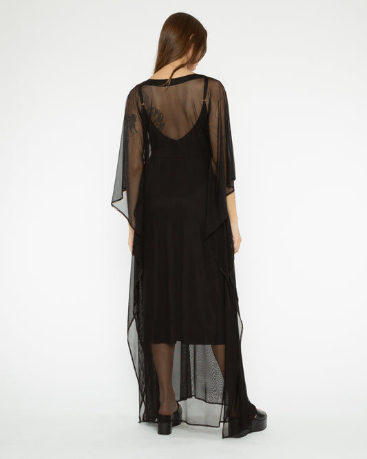 Black Mesh Caftan