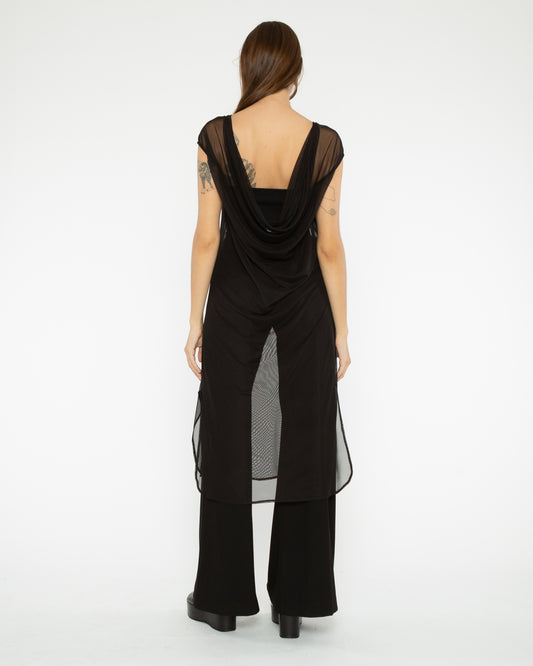 Black Mesh Column Dress