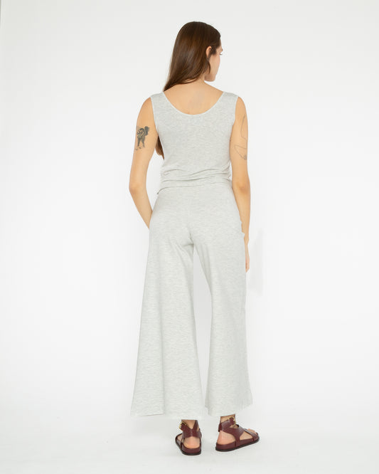 Heather Grey Ponte Knit Wide Leg Pant: Cropped