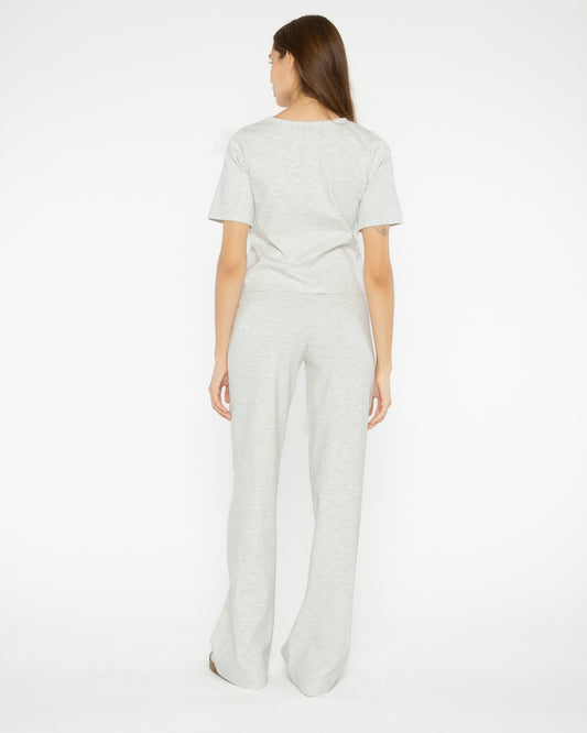 Heather Grey Ponte Knit Short Sleeve Top Extended