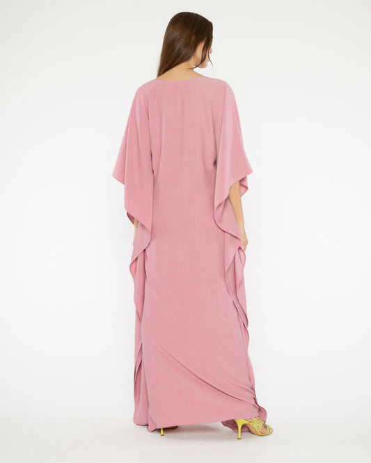 Amaranth Satin Crepe Caftan