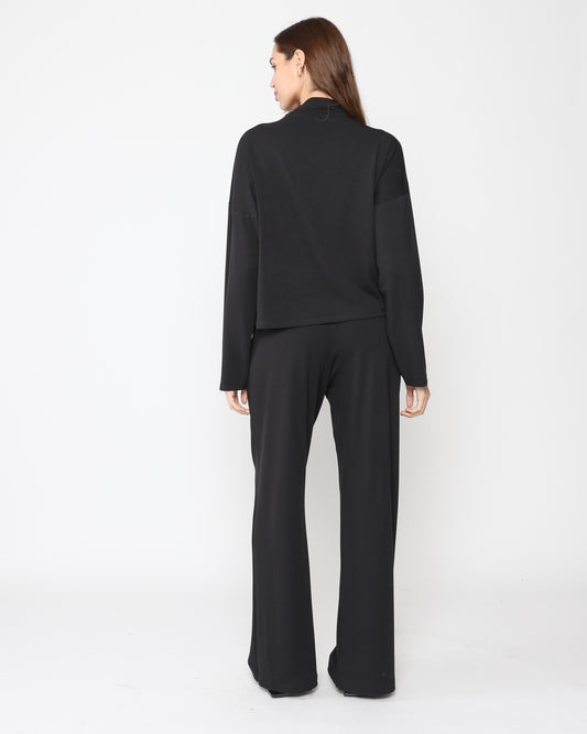 Black Jersey Funnel Neck Top