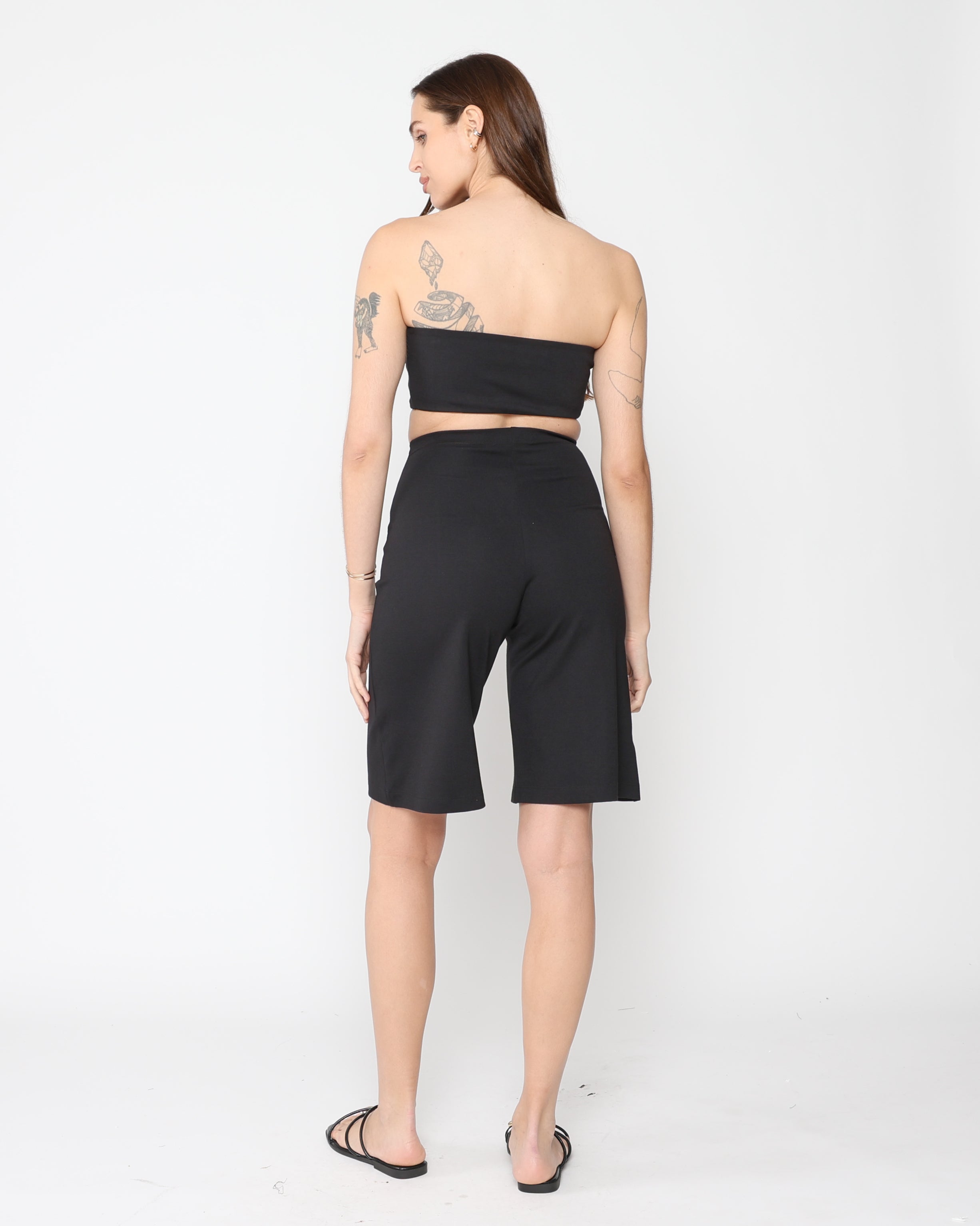 Black Ponte Knit Shorts