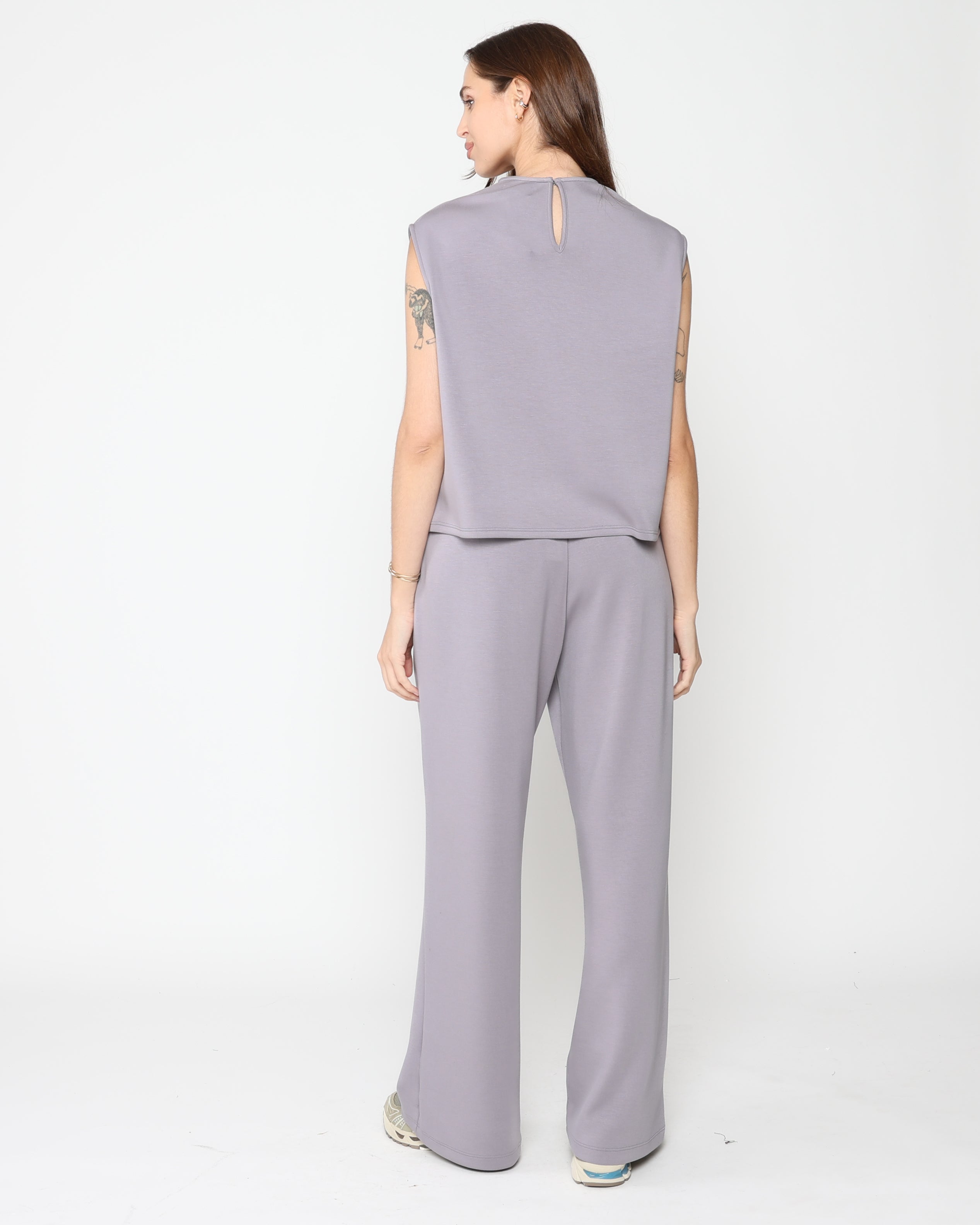 Silver Scuba Cowl Neck Top