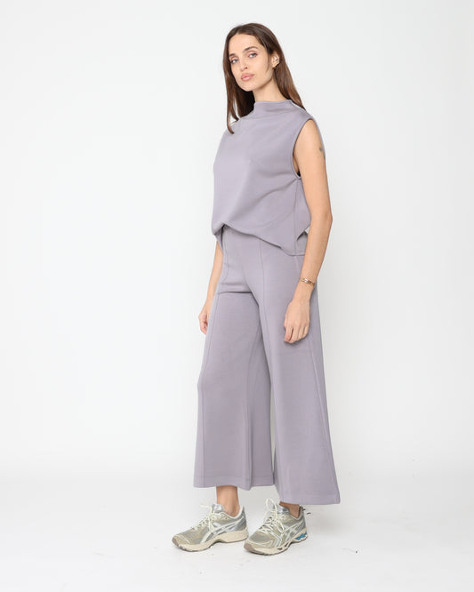 Silver Scuba Cropped Wide Leg Pant