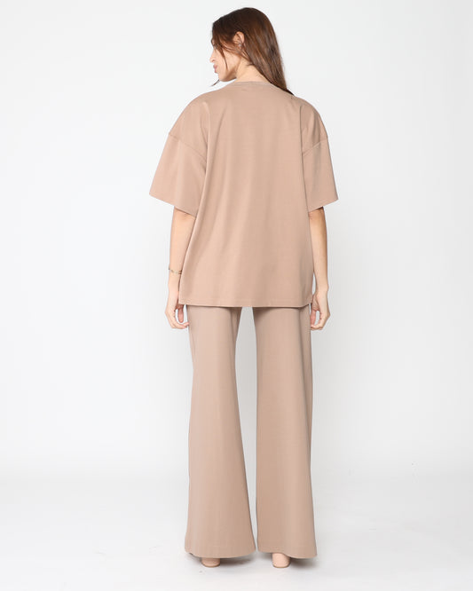 Khaki Ponte Knit Big Shirt