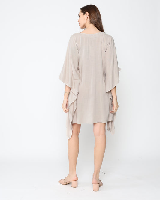 Sand Linen Blend Short Caftan