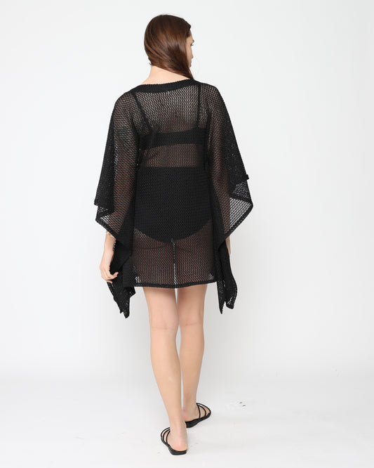 Black Fishnet Caftan Short