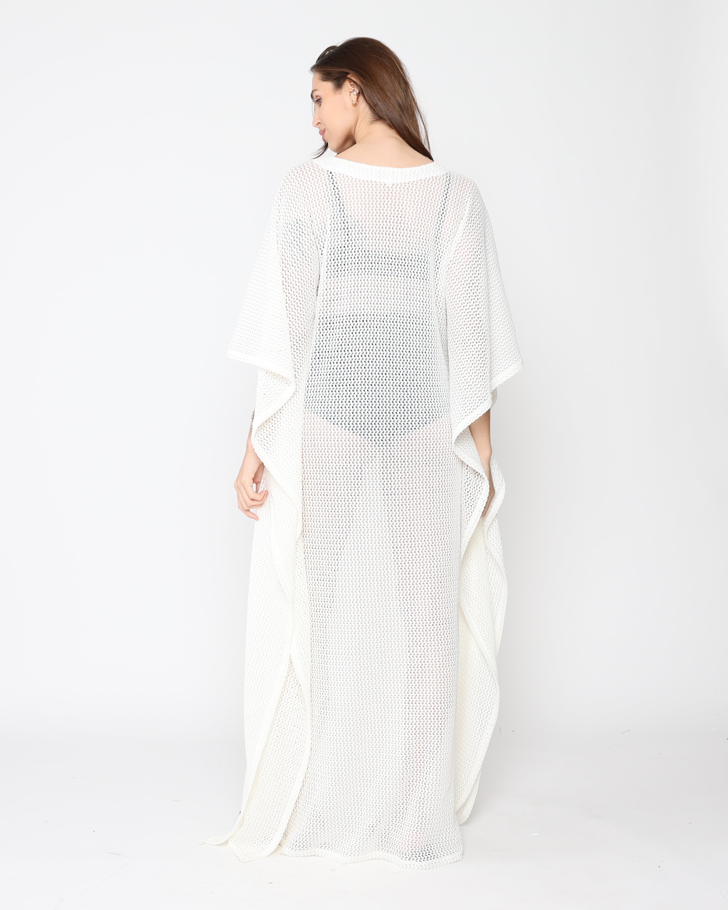 Ivory Fishnet Caftan