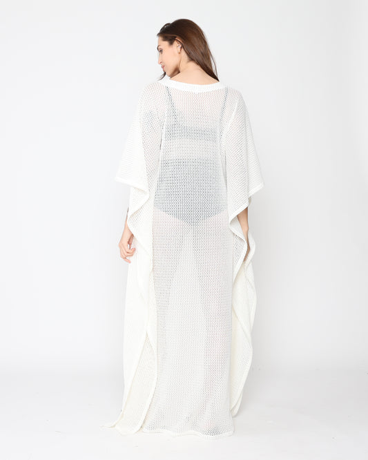 Ivory Fishnet Caftan