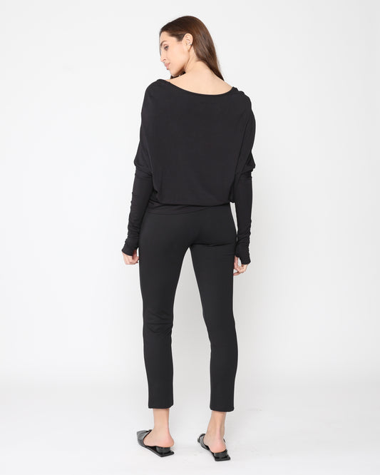 Black Ponte Knit Slim Leg Pant