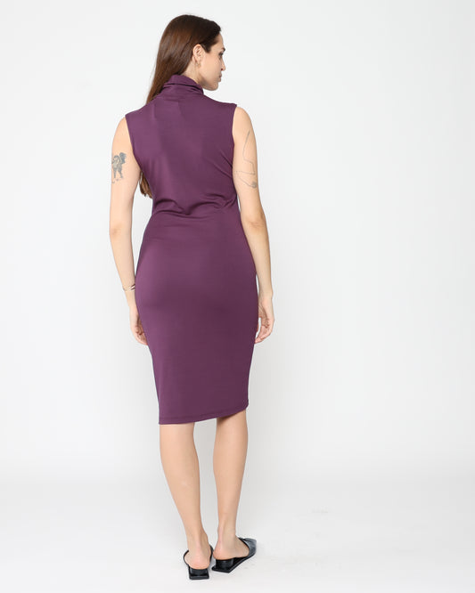 Mulberry Jersey Tank Midi Turtleneck Dress