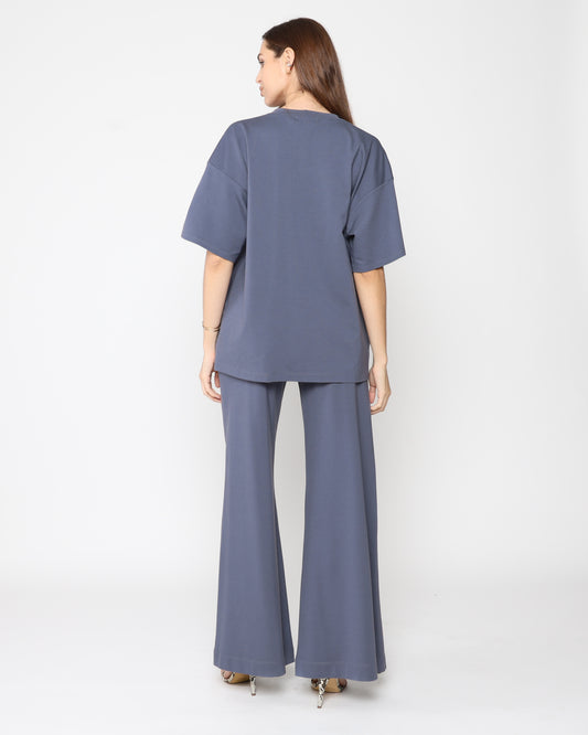 Sea Blue Ponte Knit Big Shirt