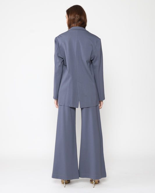 Sea Blue Ponte Knit Oversized Blazer