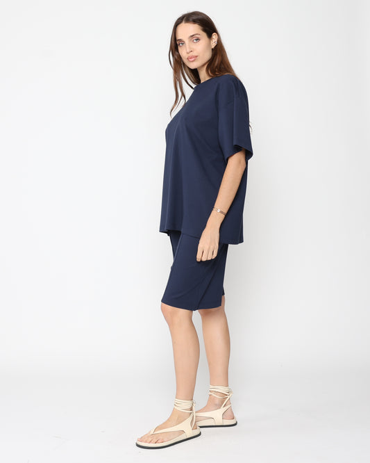 Navy Ponte Knit Shorts