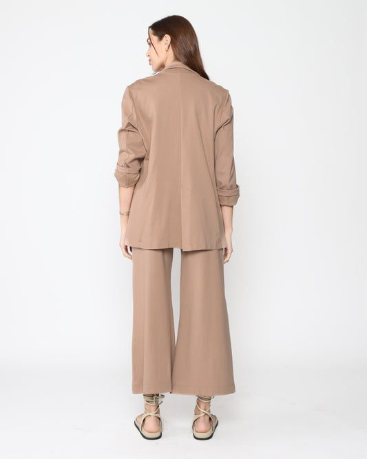 Khaki Ponte Knit Oversized Blazer