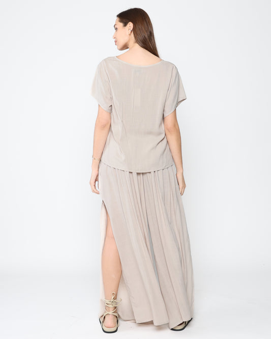 Sand Linen Blend Everyday V Neck