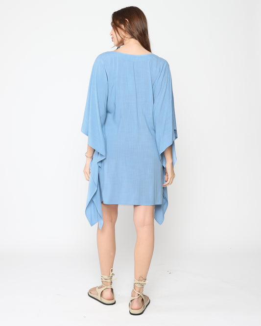 Chambray Linen Blend Short Caftan
