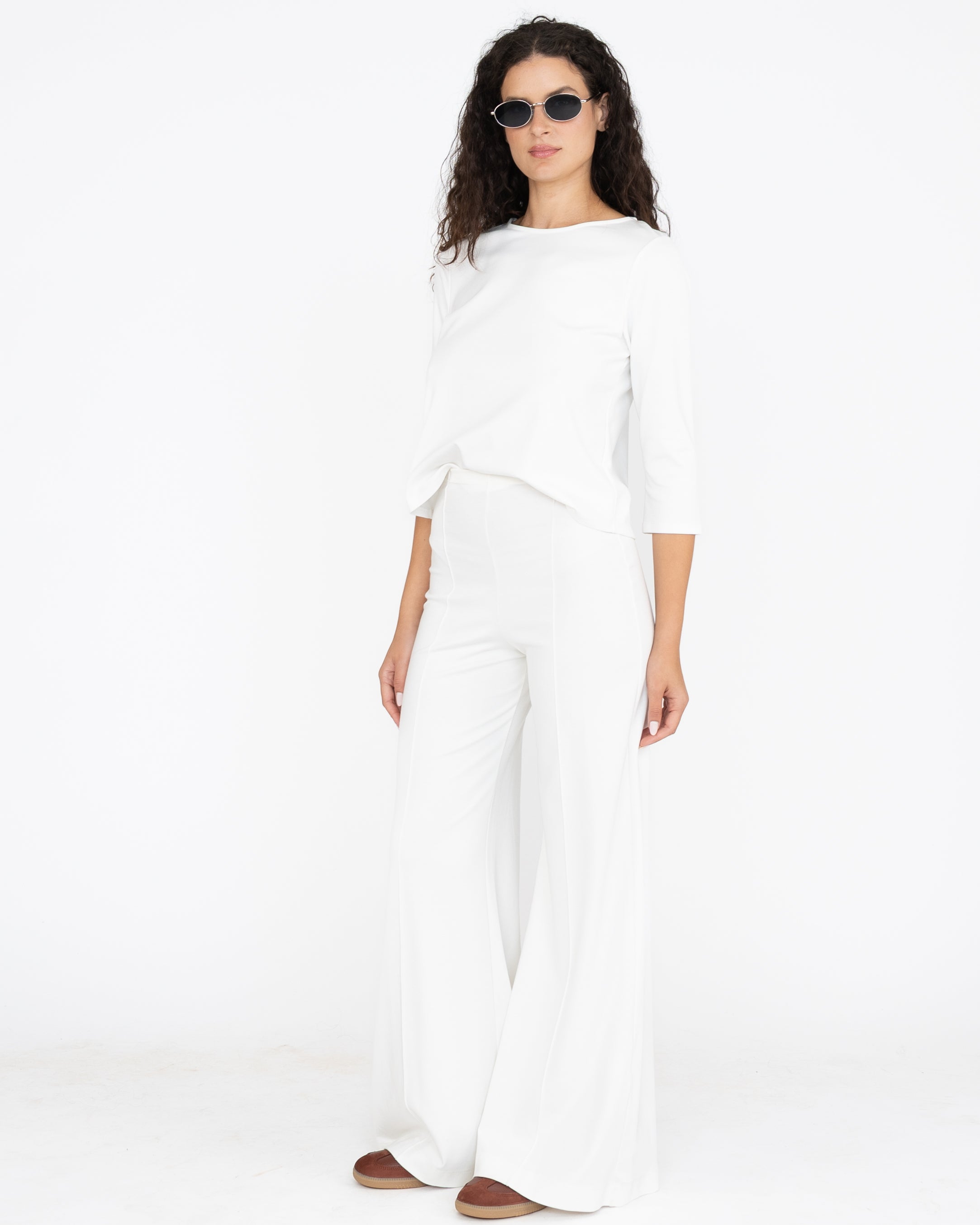 Off-White Ponte Knit 3/4 Sleeve Top