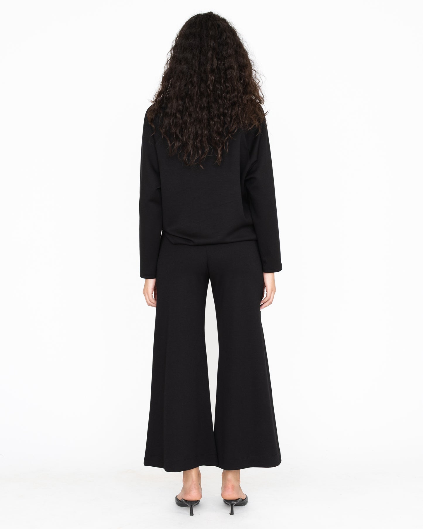 Black Scuba Cropped Wide Leg Pant