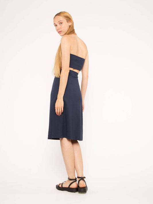 Navy Ponte Knit Bandeau Top