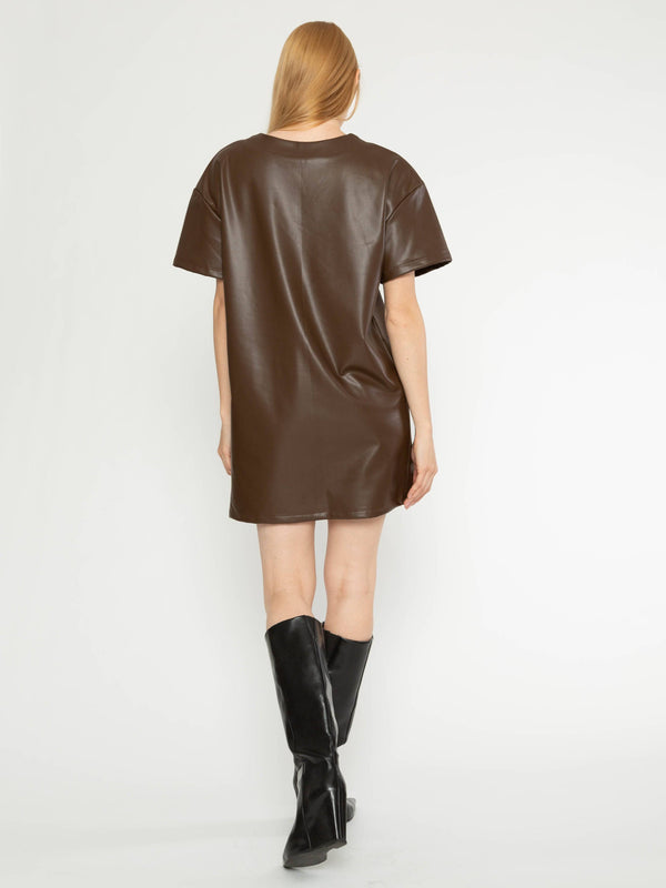 Chocolate Vegan Leather Dress