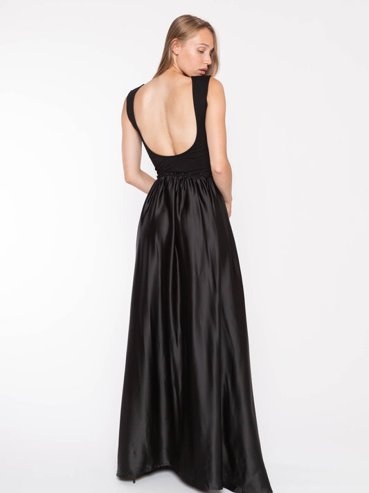 Black Satin Ashley Dress