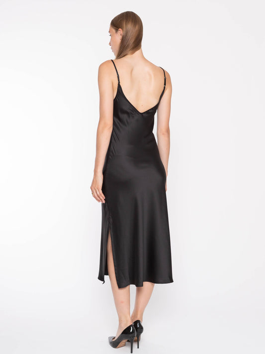 Black Satin Slip Dress