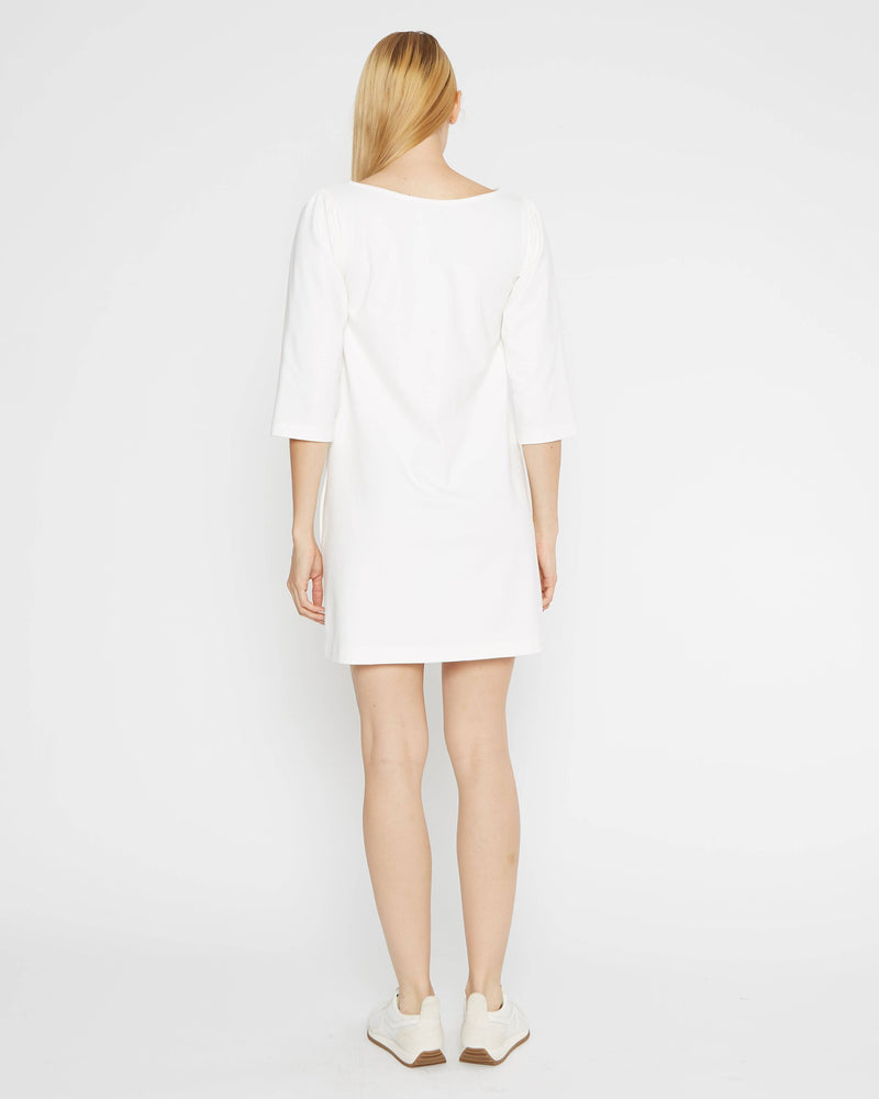 white ponte knit dress White Ponte Knit Long Sleeve Mini Dress | Womens | Large (Available in S, M) | 100% Polyester