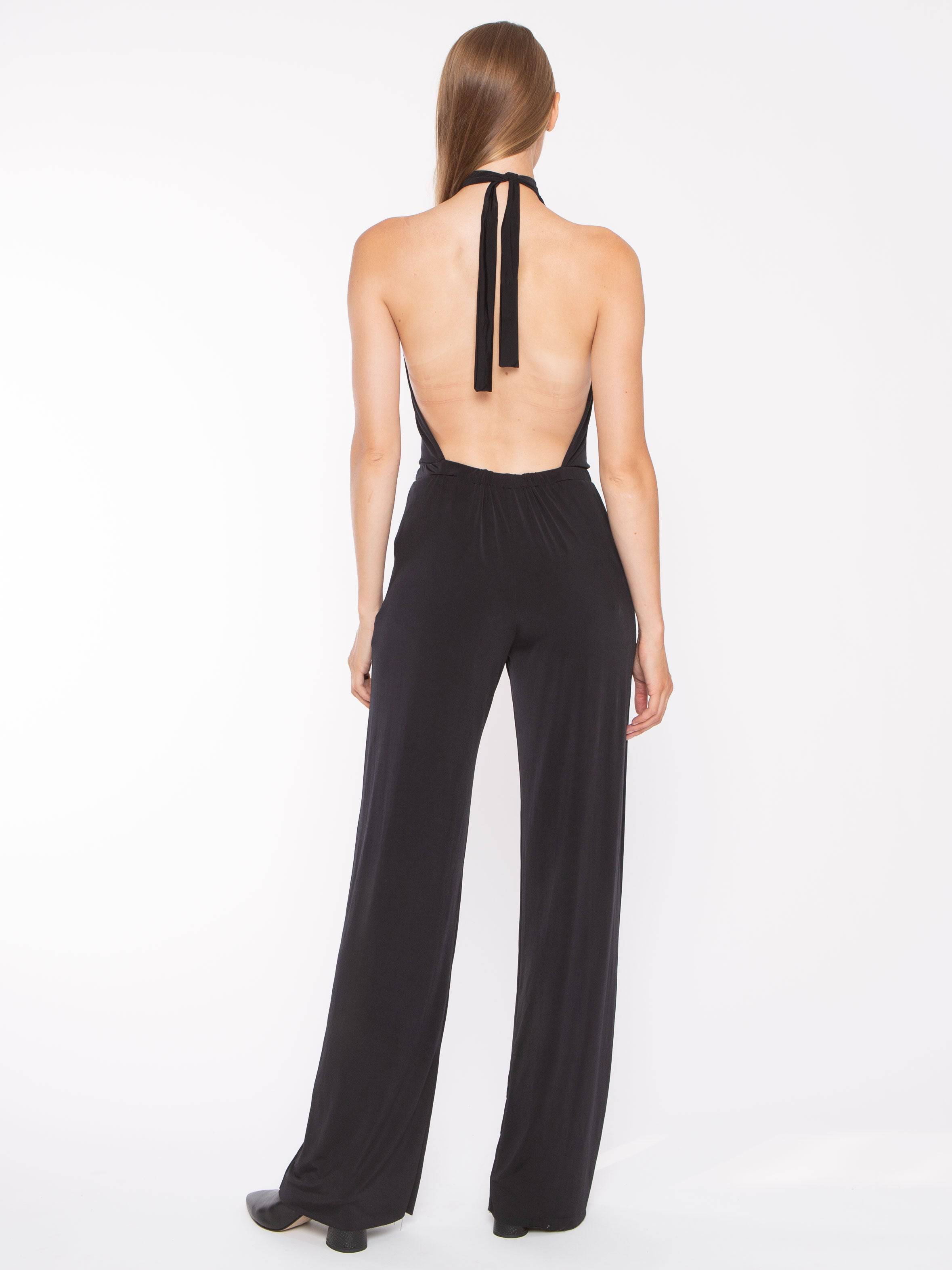 Black Backless Halter Jumpsuit