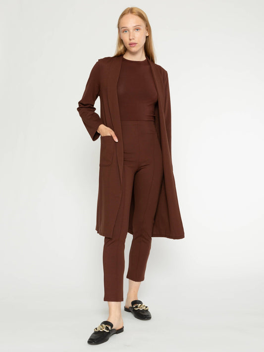 Chocolate Ponte Knit Smoking Jacket