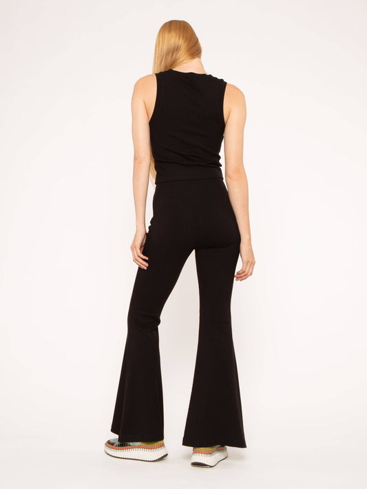 Black Rib Flare Pant