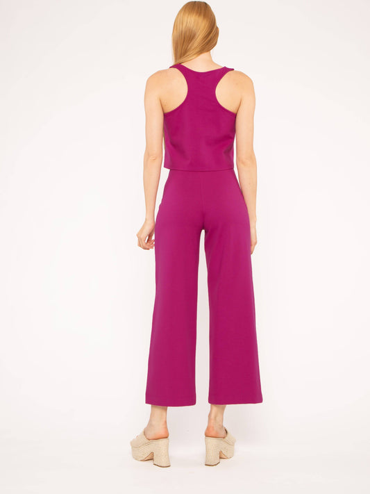 Fuchsia Ponte Knit Straight Leg Pant: Cropped